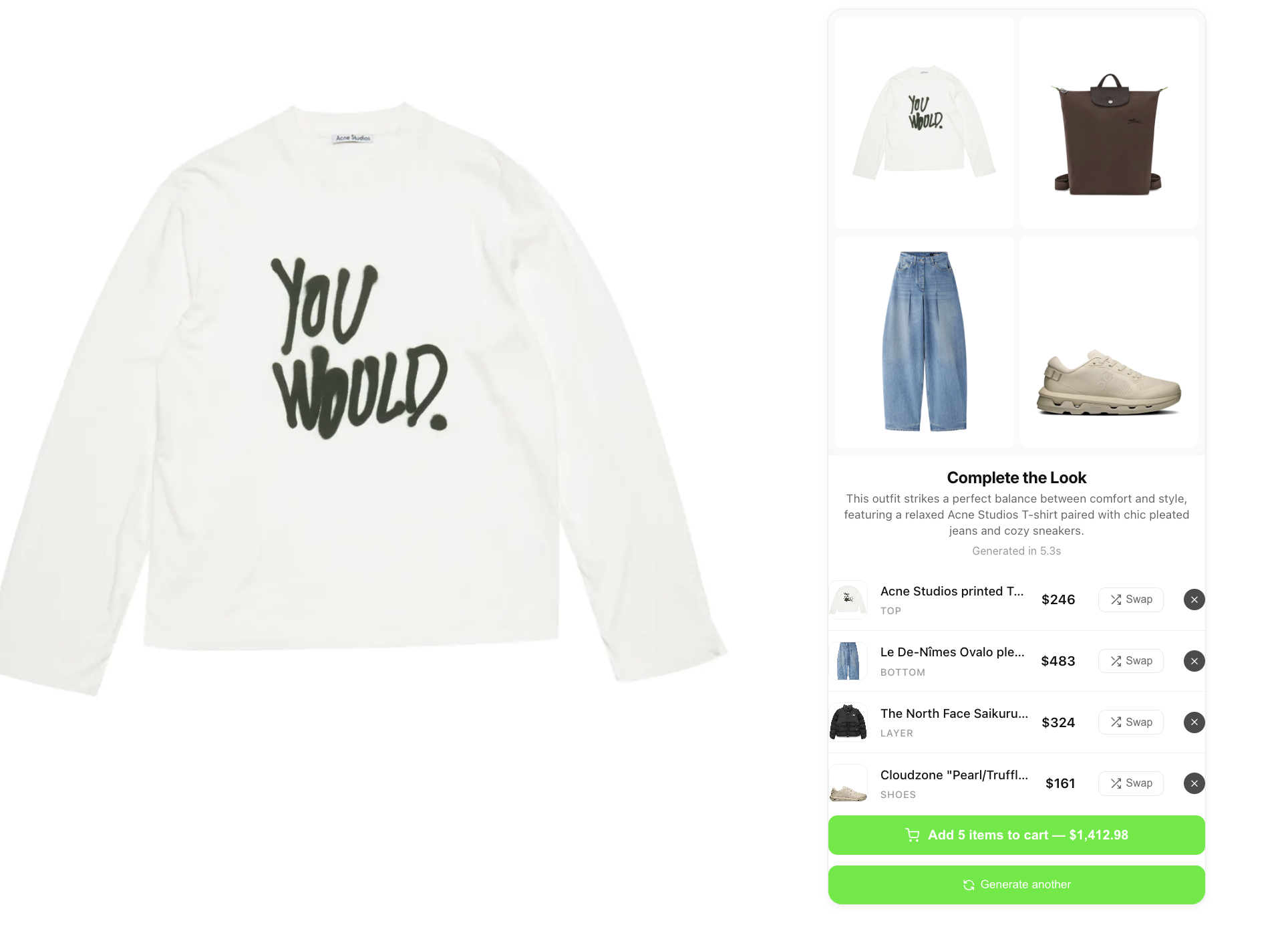 Complete the Look Feature - Product Styling Interface